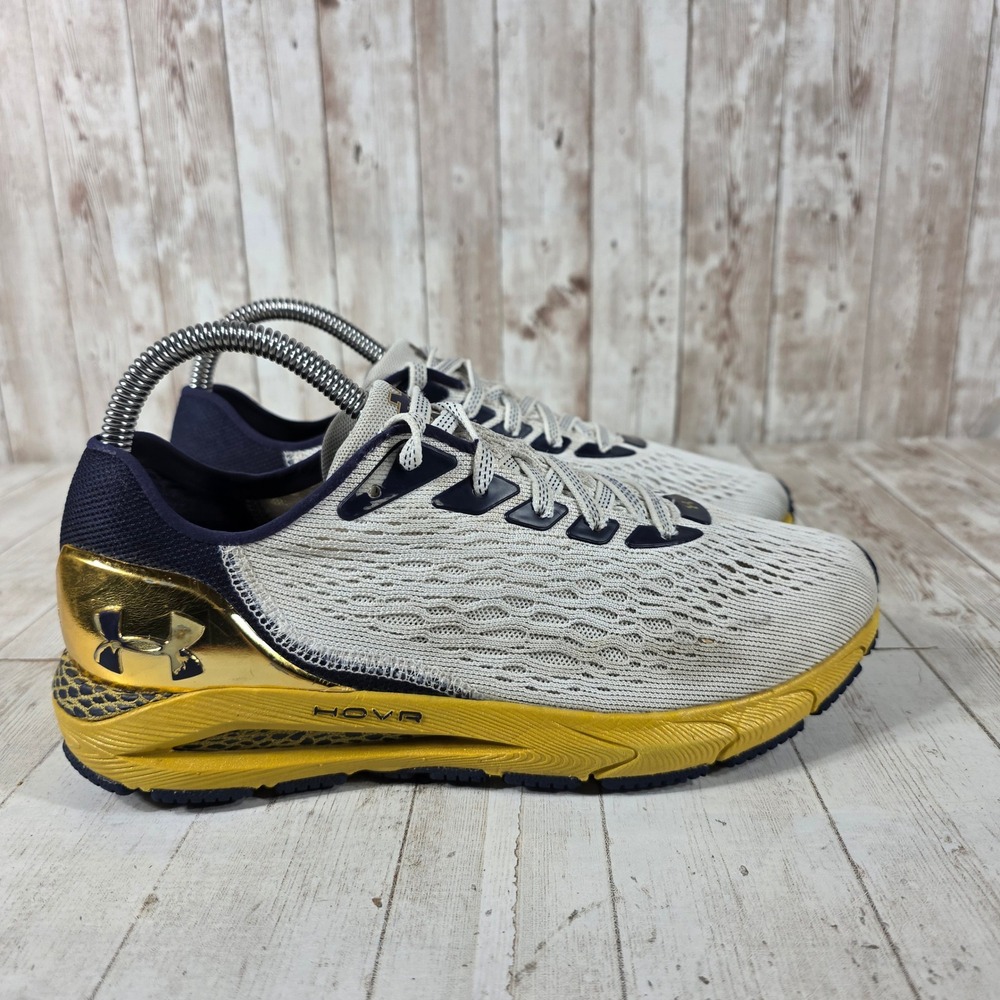 Under Armour HOVR Sonic 3 Womens Running Shoes White Navy Gold Size 8